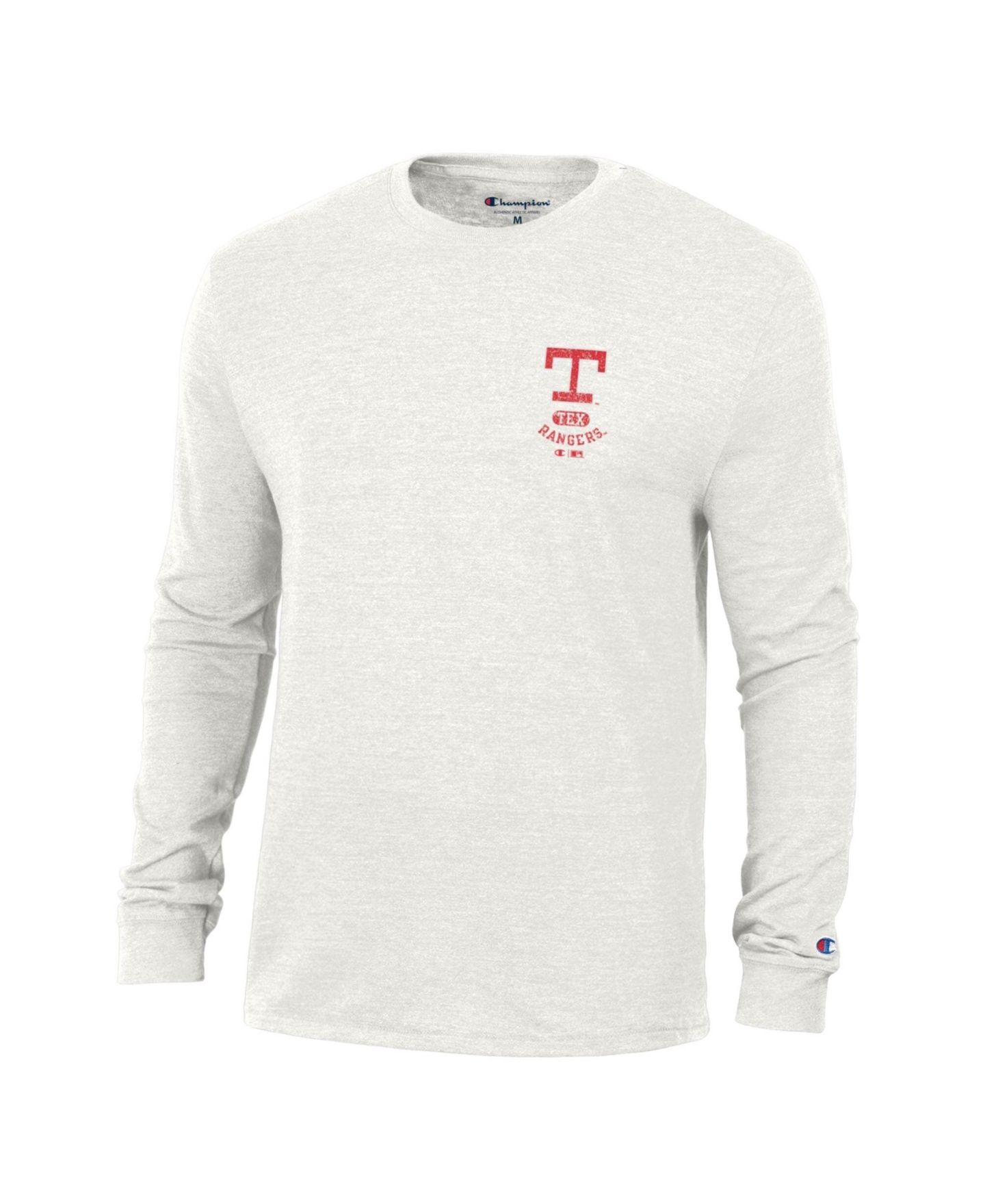 Мужская футболка Champion Texas Rangers Cooperstown Winning Tradition Distressed Tri-Blend Crew-Neck Long-Sleeve — фото 3