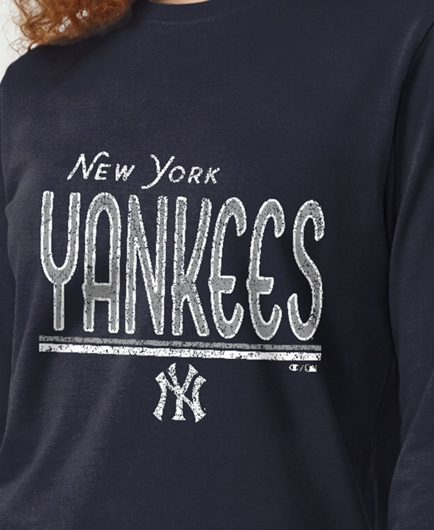 Women's New York Yankees Screen-Print Graphics Long-Sleeve T-Shirt