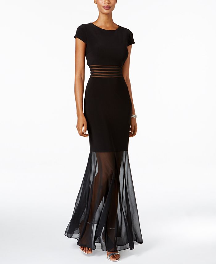 Nightway Chiffon Illusion Mermaid Dress Macy's