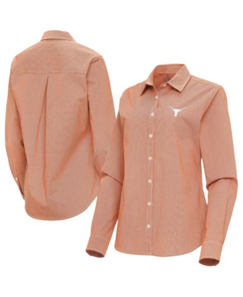 Женская рубашка Antigua Texas Longhorns Porter Woven Tri-Blend Long-Sleeve Button-Up
