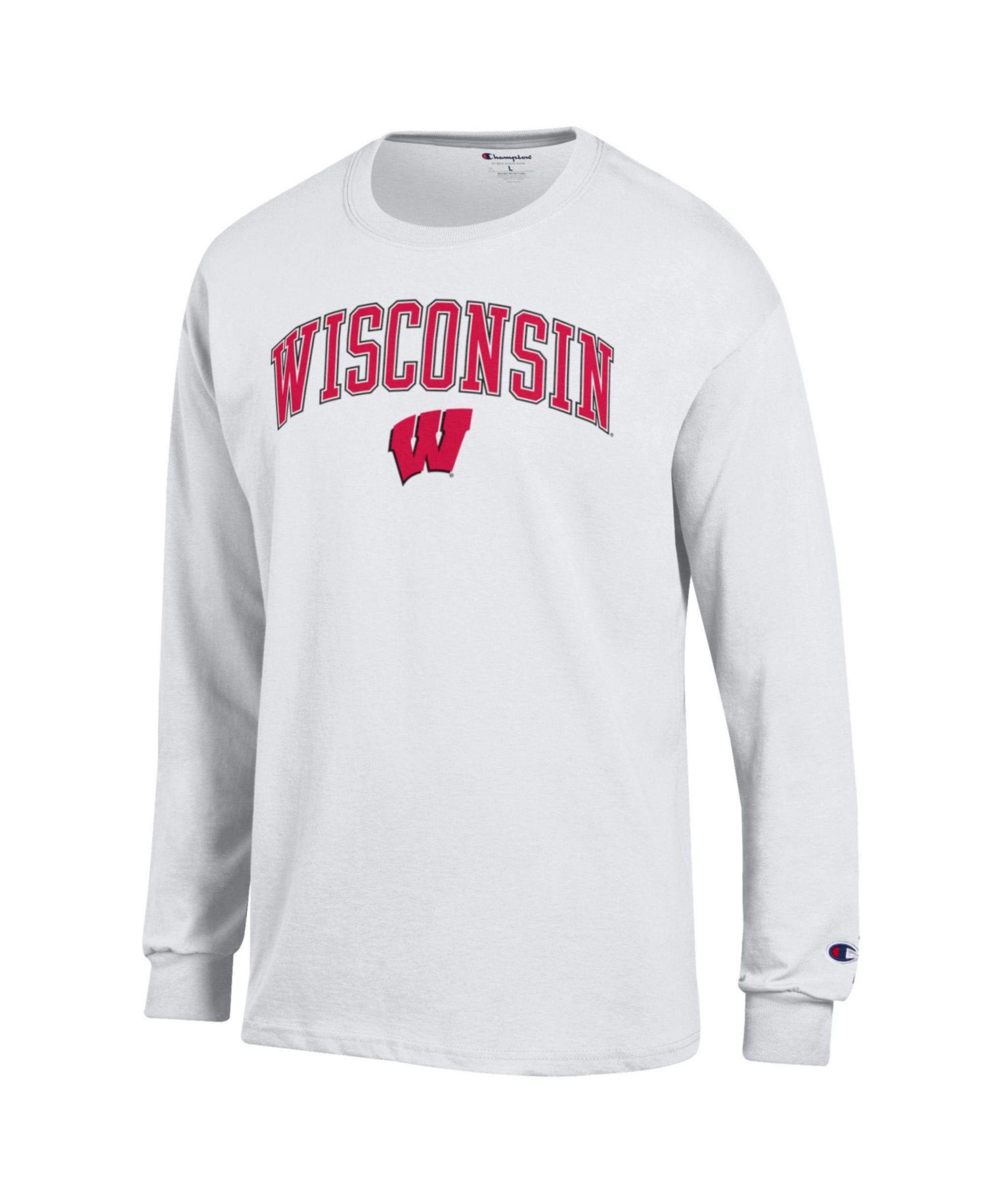 Men's Wisconsin Badgers Arch Over Logo Long-Sleeve Crewneck T-Shirt