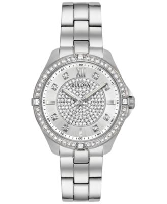 Bulova - Women's Crystal Stainless Steel Bracelet 35mm Watch 96L236 - A Macy's Exclusive