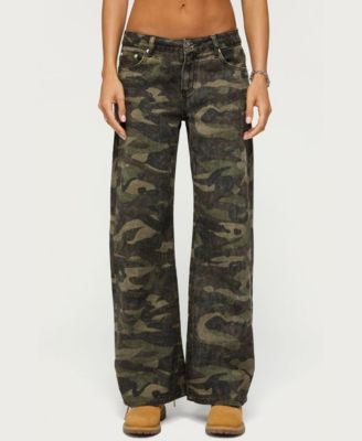 Women's Soya Camo Low Rise Baggy Jeans