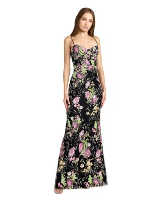 Women's Floral Sequin Gown