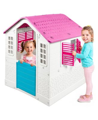 Pink Cottage Playhouse, Indoor/Outdoor Toy House Set for Kids Age 2+ Years