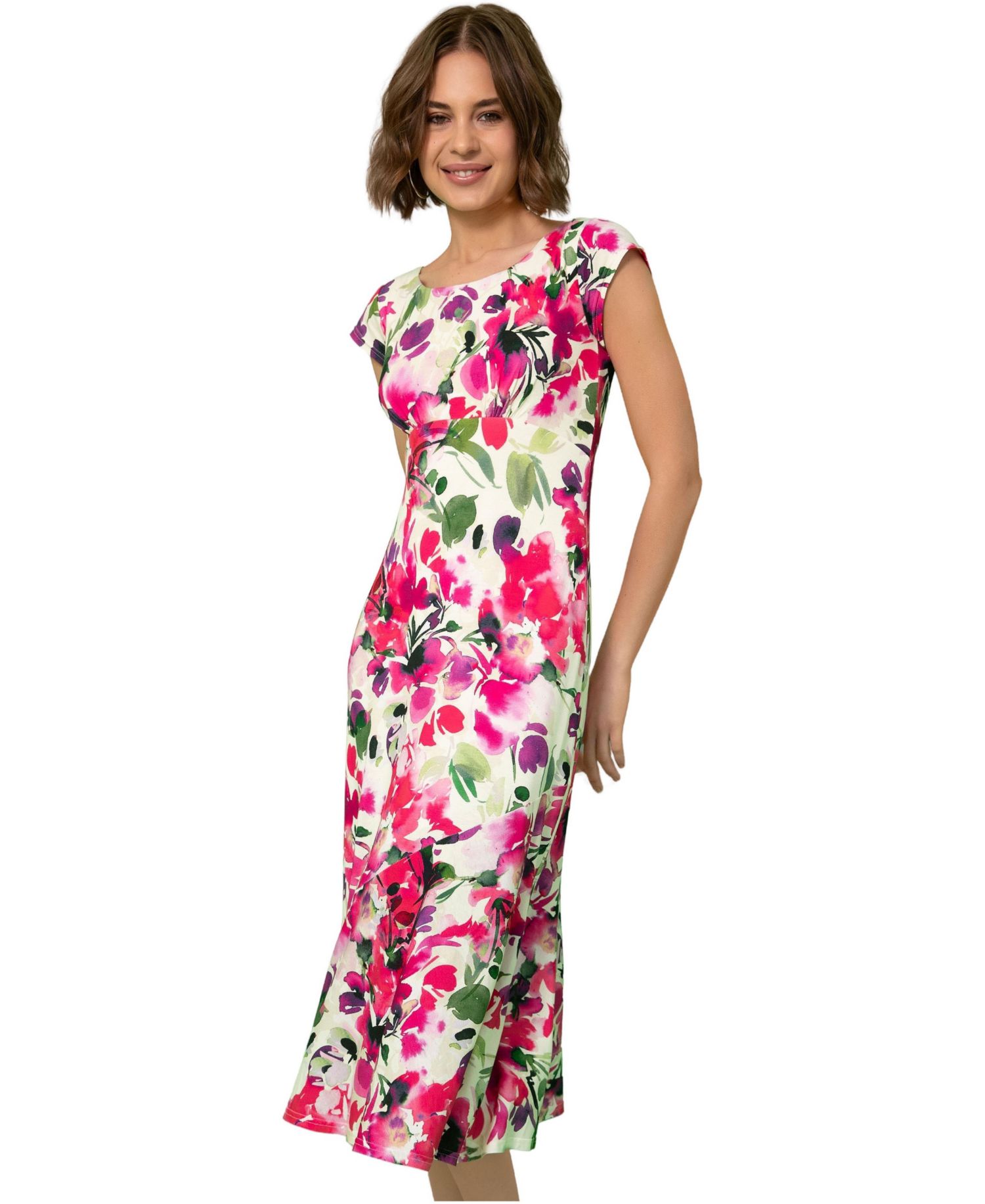 Women's Clara Floral A-Line Scoop Neck Midi Dress