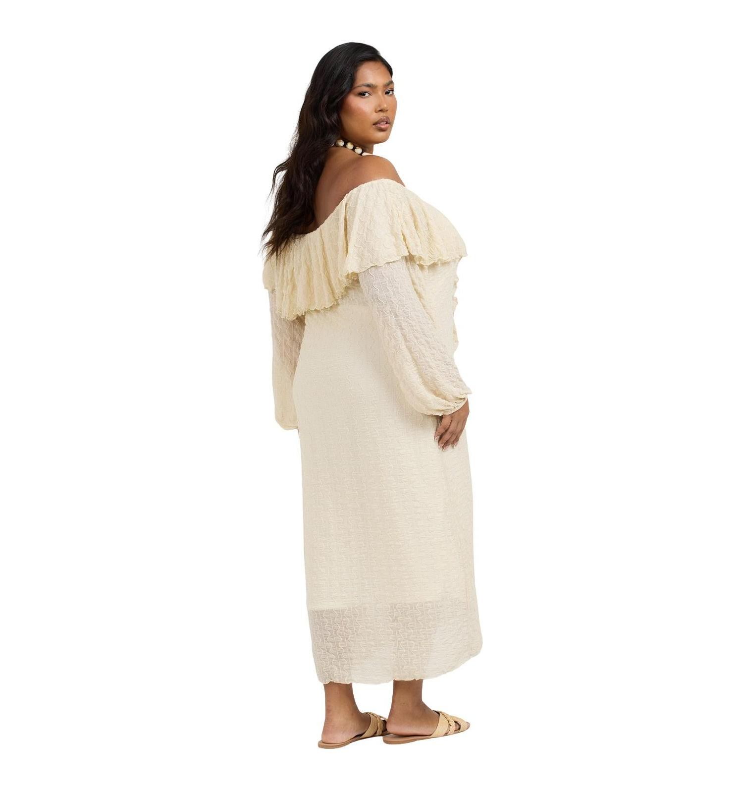Plus Size Ruffle Long Sleeve Bardot Dress