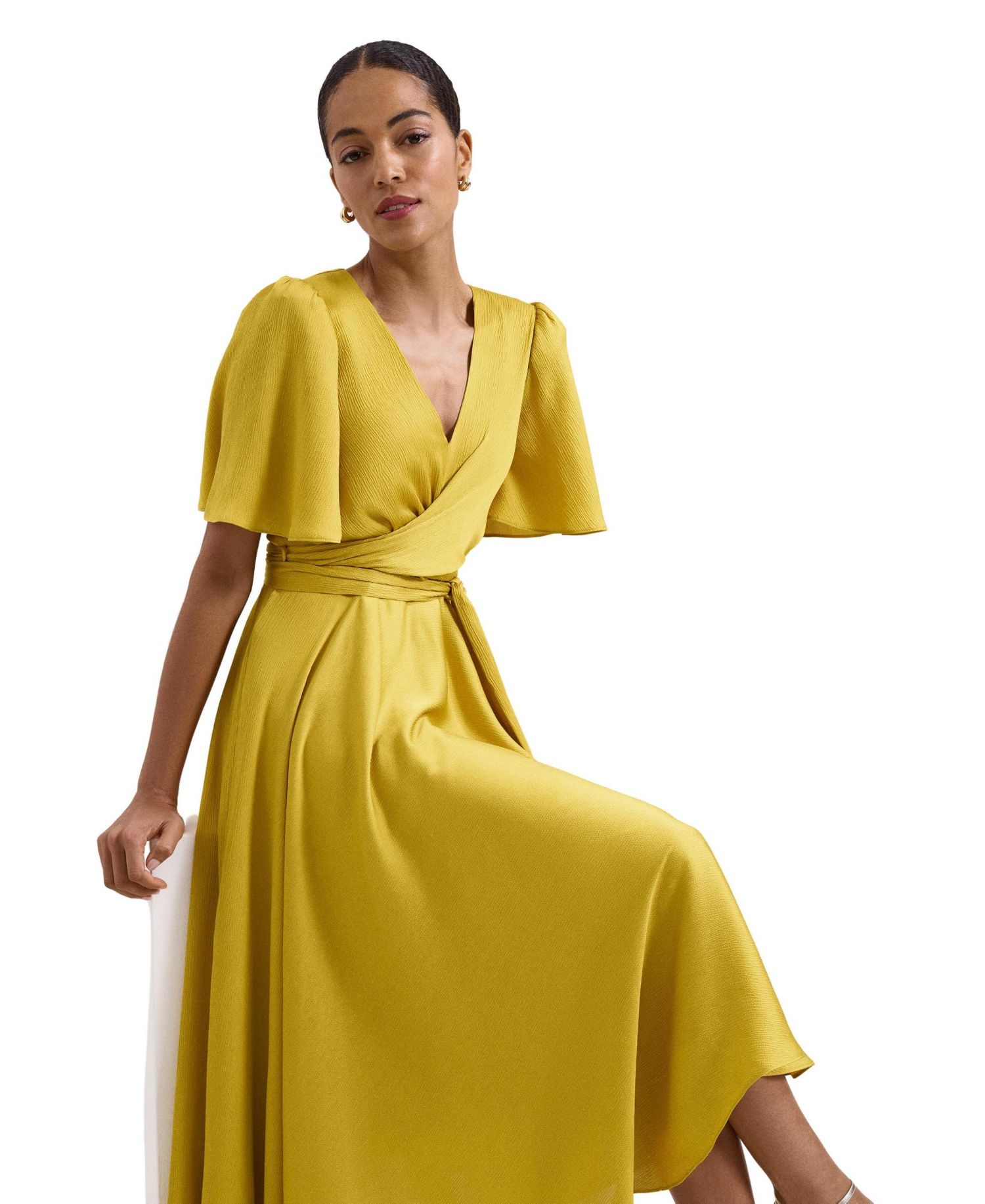 Women's Abbie Wrap V-Neck Midi Dress