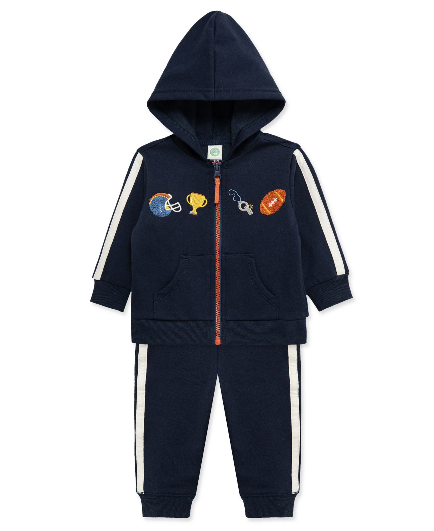 Little Me Baby Boys' Football Embroidered Hoodie and Joggers 2-Piece Set, цвет: Синий — фото 4