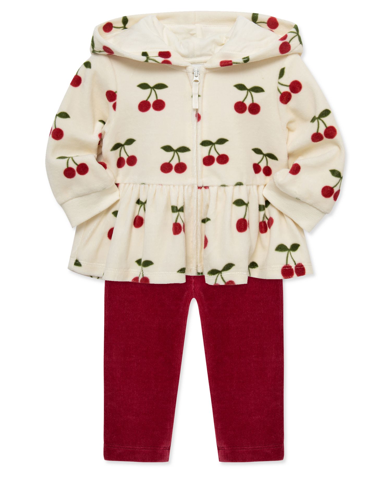 Baby Girls' Cherry Print Hoodie and Pants, 2-Piece Set