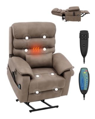 Dual Motor Power Lift Recliner Chair for Elderly with Heat and Massage 350 Pound Capacity