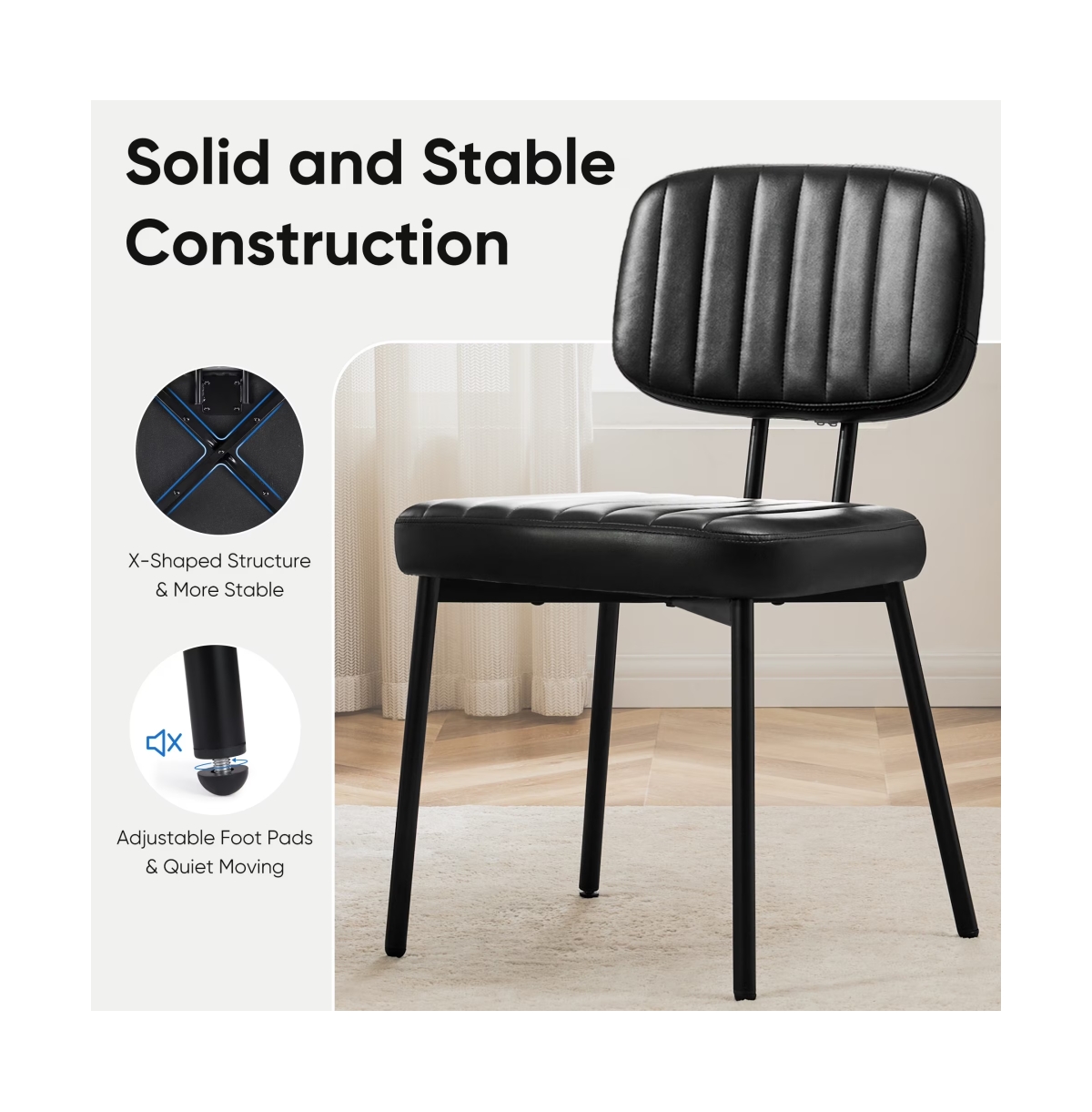 Slickblue Set of 2 Faux Leather Dining Chairs with Mid Century Modern Design