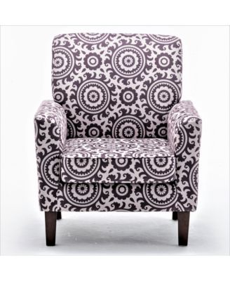 Patterned Accent Chair with Birch Wood Frame and Foam Padded Seat