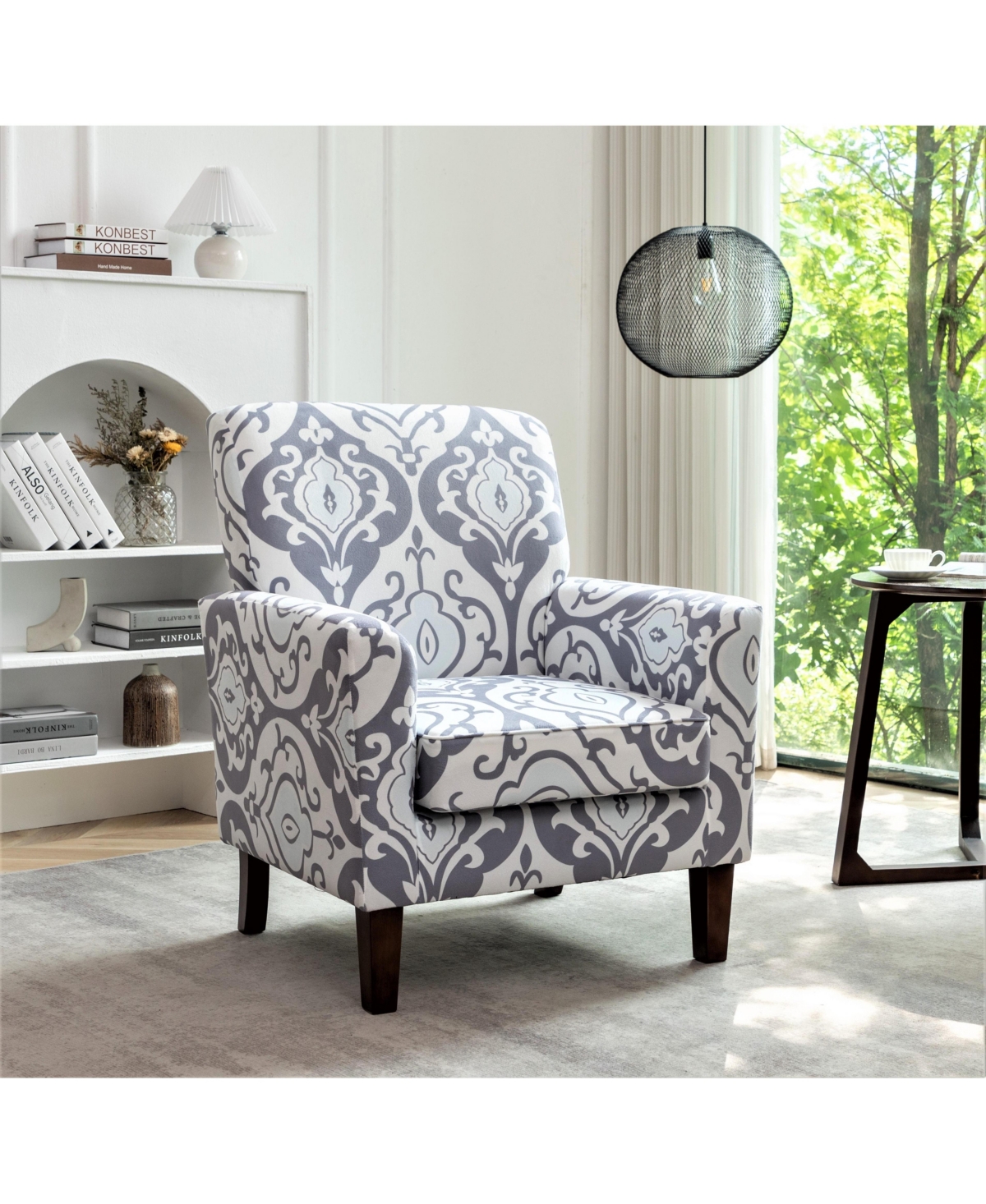 Slickblue Modern Patterned Armchair with Foam Padded Seat and Wood Legs