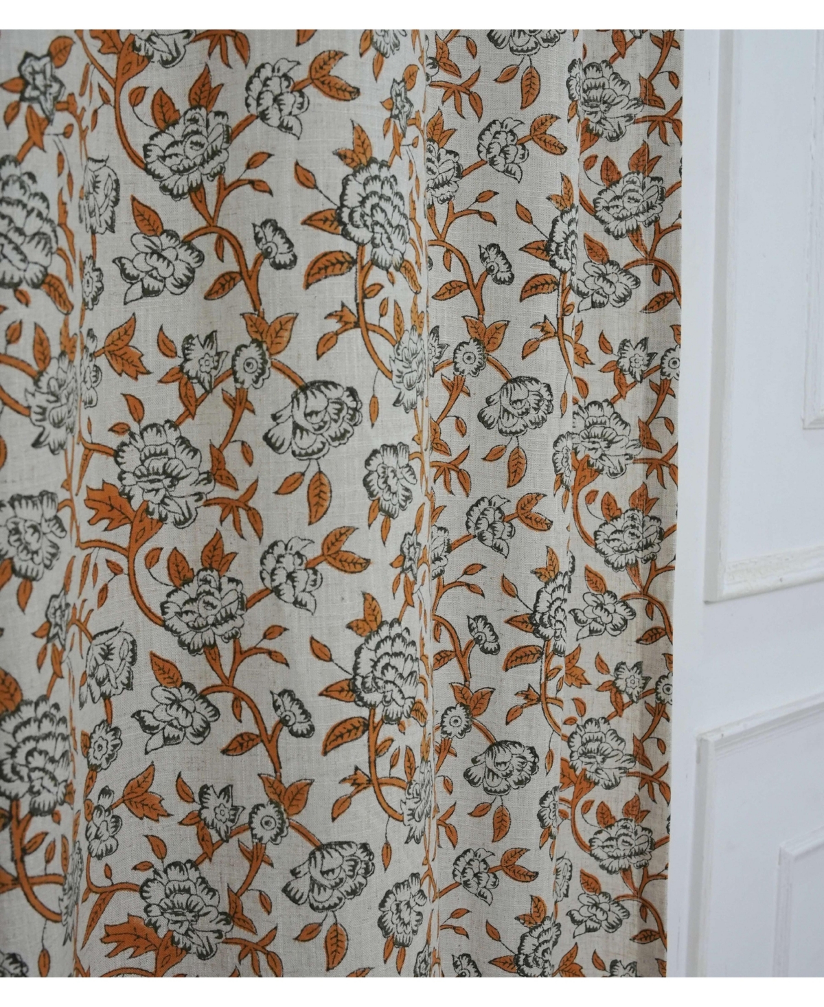 Fabdivine Mrignayani Artisan Block Print Floral Curtains