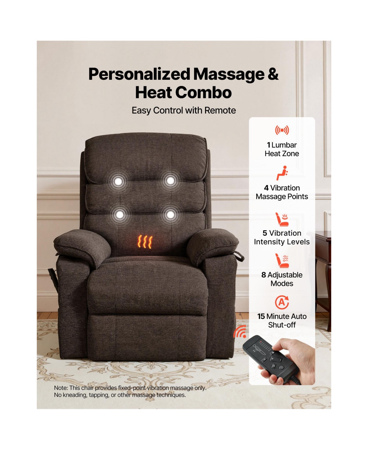 Sugift Chenille Dual Motor Power Lift Recliner Chair for Elderly with Heat and Massage 350 Pound Capacity