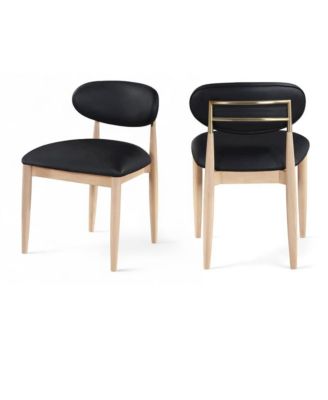 Riccio Black Faux Leather Upholstered Dining Side Chair, Set of 2