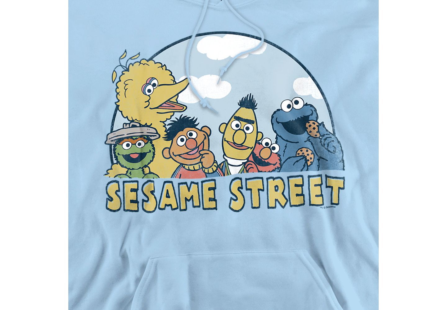 Мужское худи Sesame Street Graphic Kangaroo-Pocket, цвет: Светлый синий — фото 2