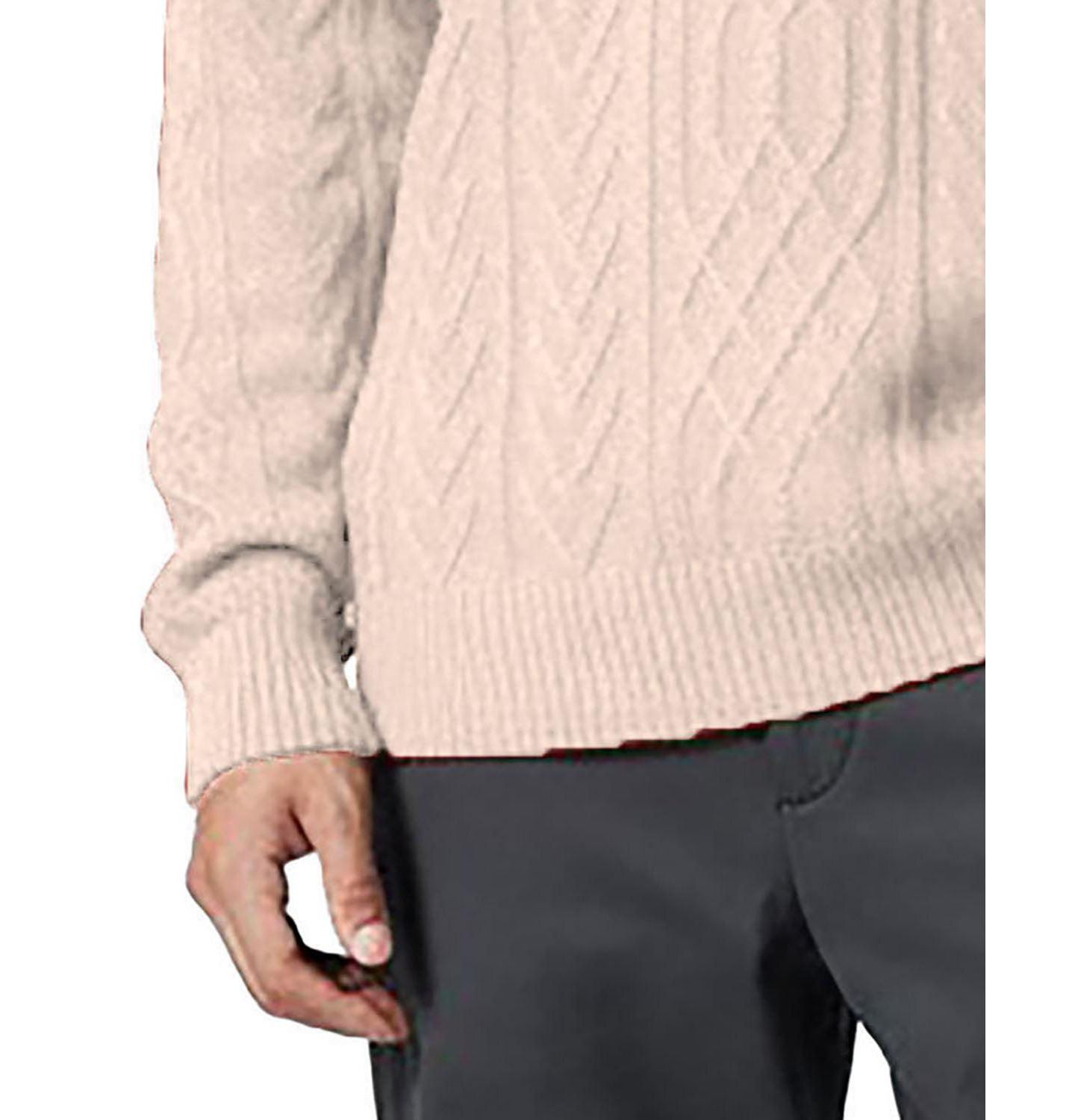 Мужской свитер Hope & Henry Cable-Knit Mock-Neck, цвет: Слоновая кость — фото 3