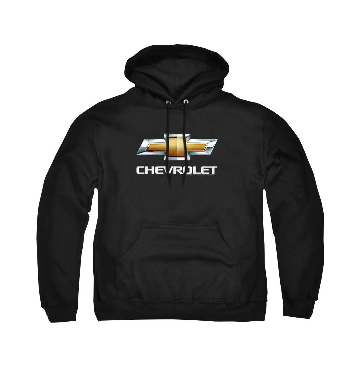 Corvette Men's Chevrolet Chevy Bowtie Stacked Graphic Pullover Poly-Cotton Blend Hoodie - Black
