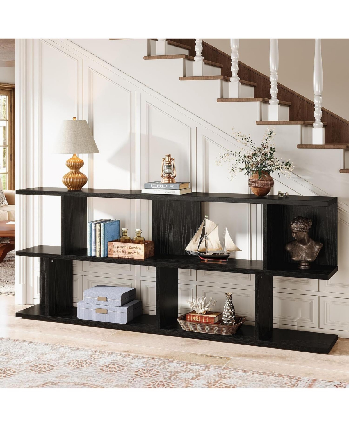 Tribesigns 71'' Extra Long Sofa Table, 3 Tier Farmhouse Console Table