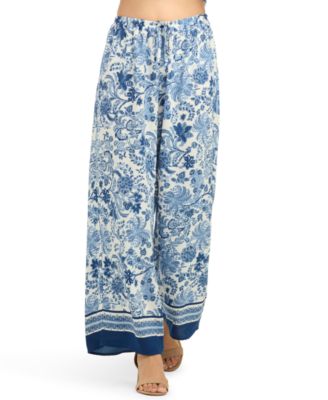 Juniors' Floral-Print Wide-Leg Pull-On Pant