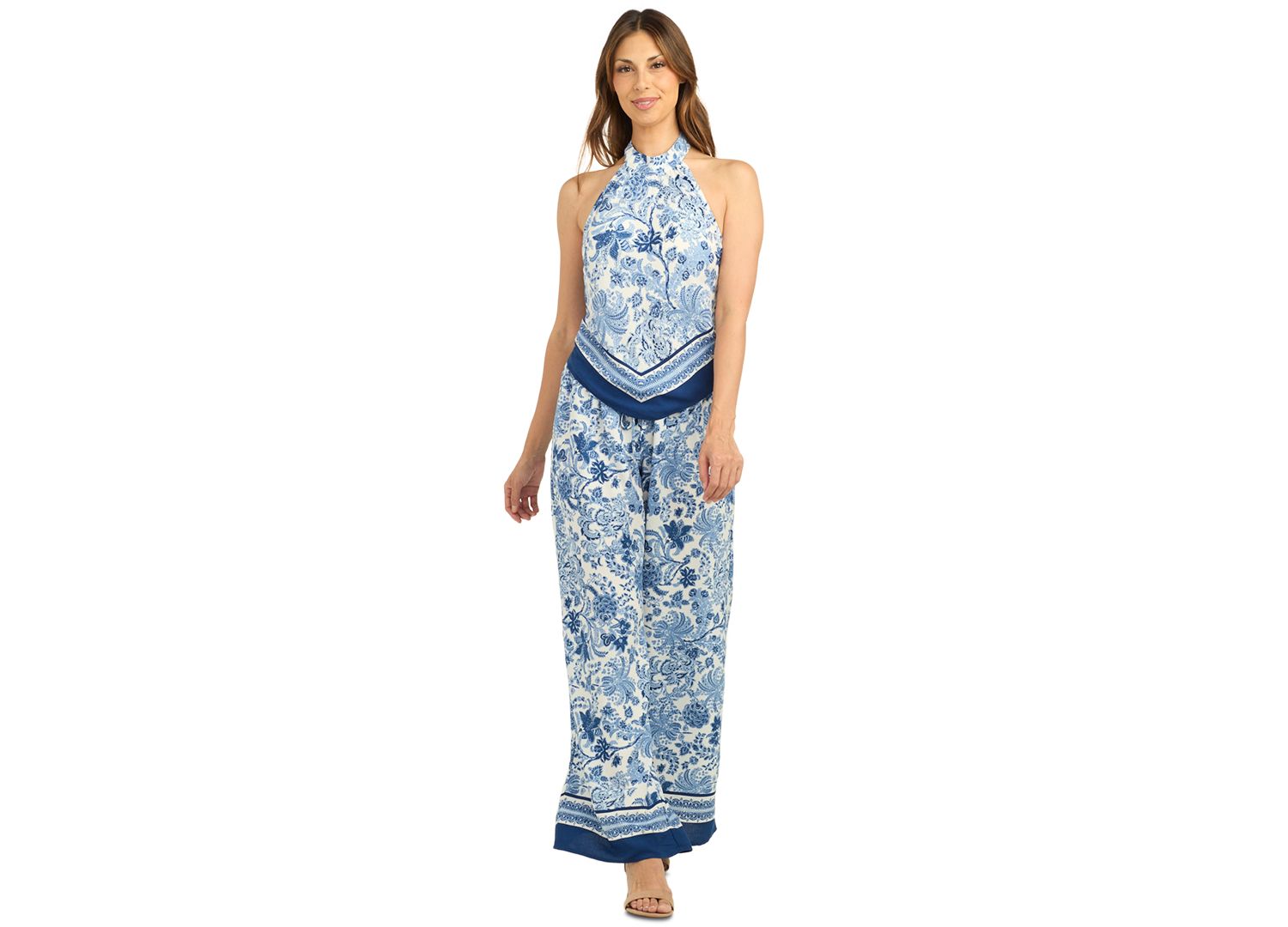 Juniors' Halter Printed Sleeveless Tank Top