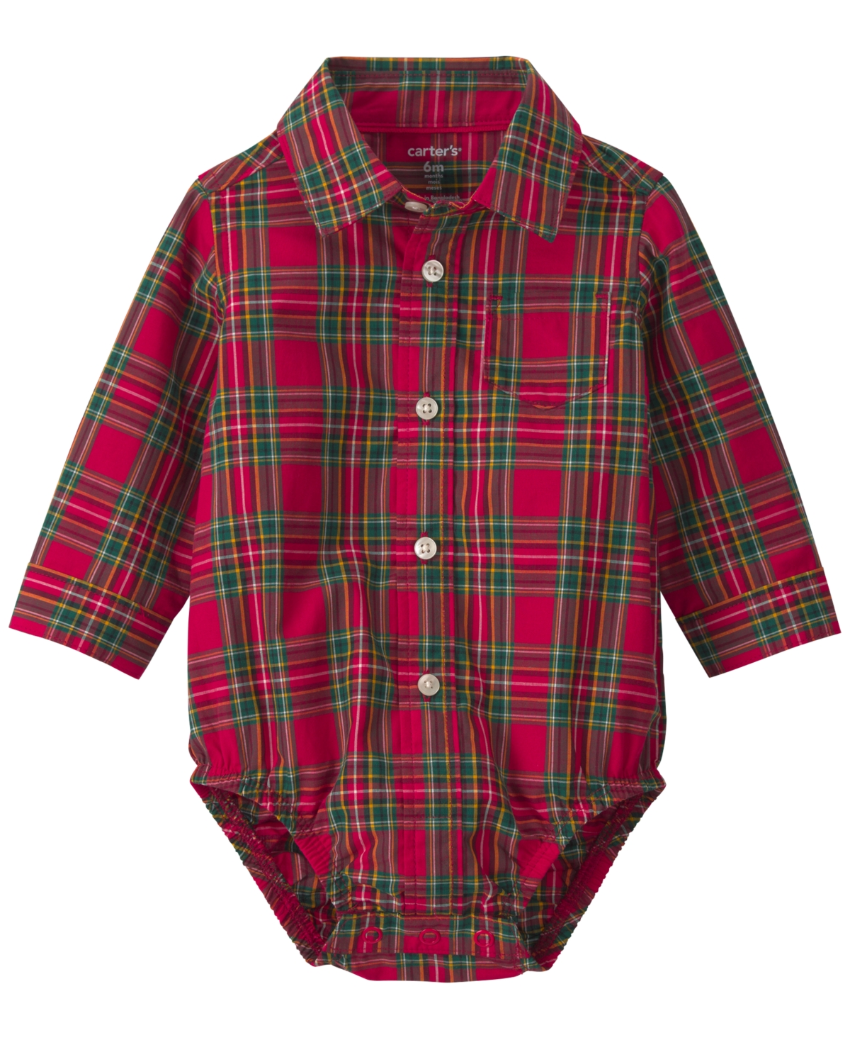 Carter's Baby Boys' Plaid Long-Sleeve Bodysuit and Suspender Denim Pants, 2-Piece Set