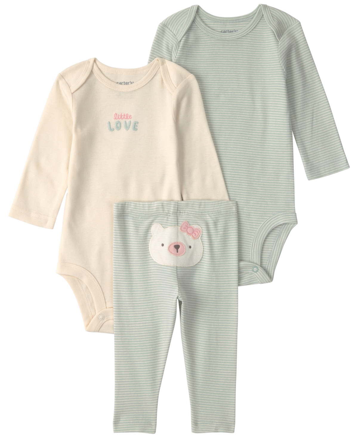 Carter's Baby Girls' Little Love Polar Bear Long-Sleeve Bodysuits and Pants, 3-Piece Set