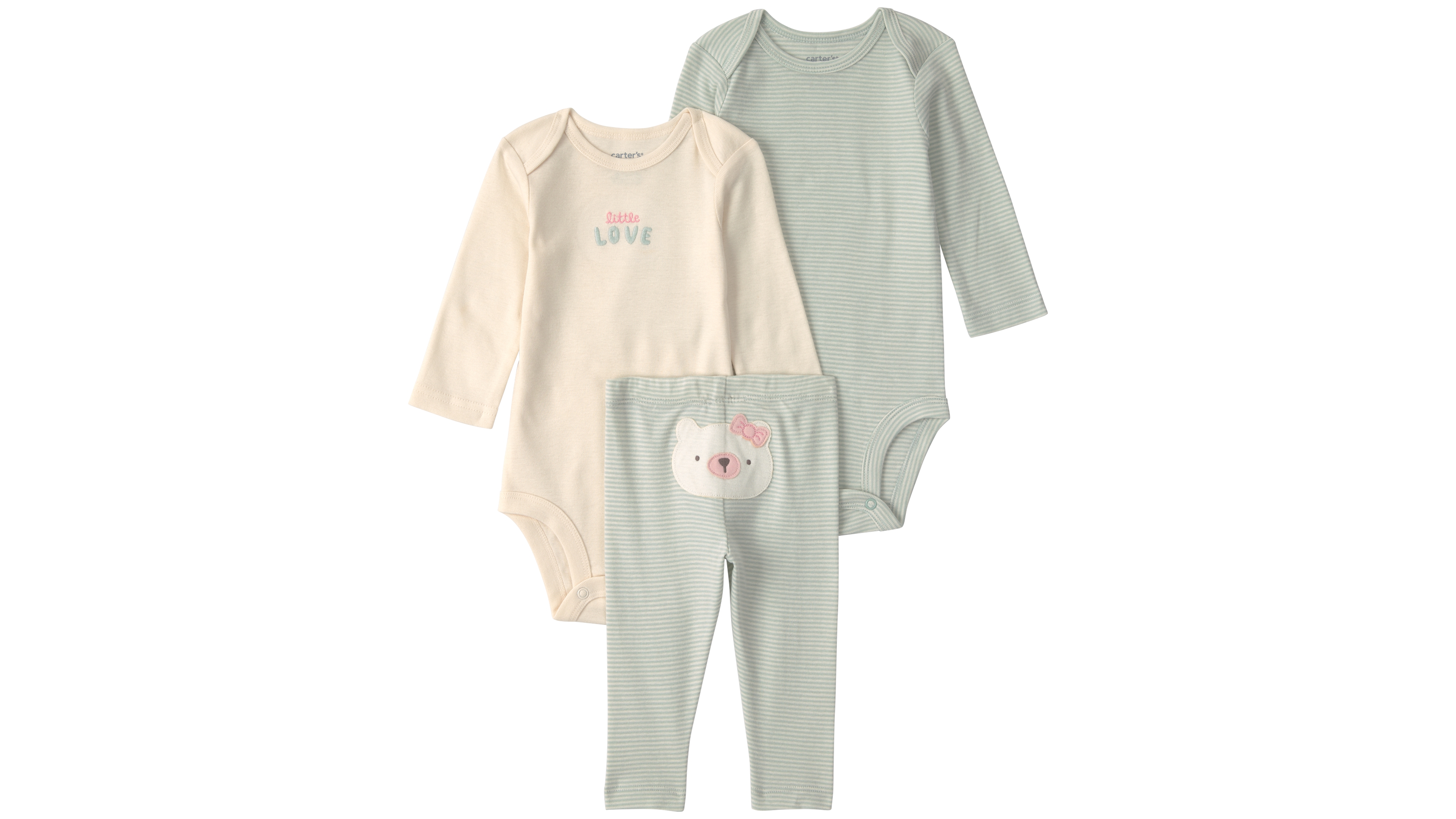 Carter's Baby Girls' Little Love Polar Bear Long-Sleeve Bodysuits and Pants, 3-Piece Set