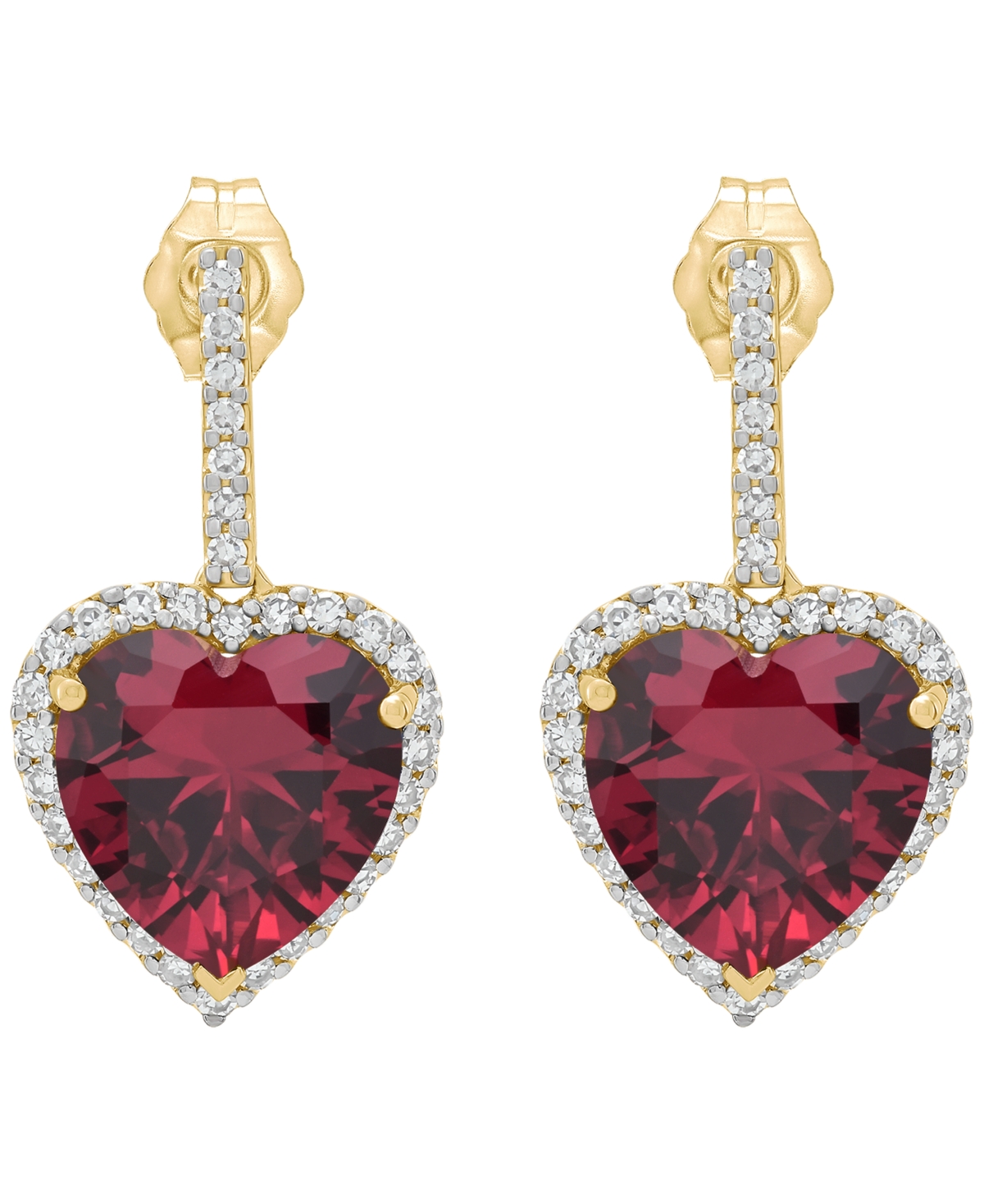 Grown With Love Lab-Grown Ruby (8-9/10 ct. t.w.) & Diamond (1/2 Drop Earrings 14k Yellow Gold