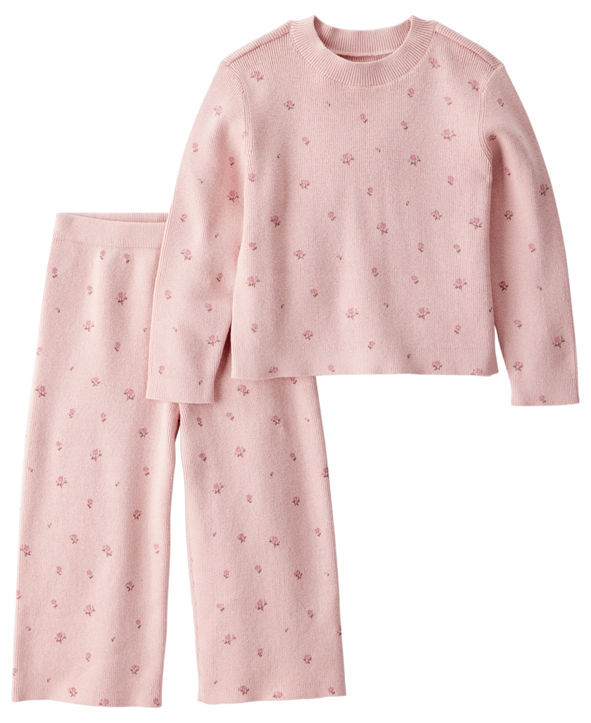 Carter's Babies' Little Planet Toddler Girls' 2t-5t Sweater Knit Top And Pants, 2-piece Set In Pink