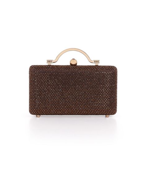 Женские клатчи Jewel Badgley Mischka Jude Crystal Minaudiere with Outer Pocket, цвет: Коричневый