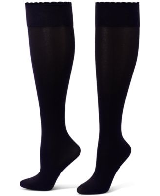 Women's Compression Opaque Scalloped-Edge Knee-High Socks, 3-Pack