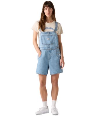 Women's Vintage-Inspired Square Neck Adjustable Straps Shortalls