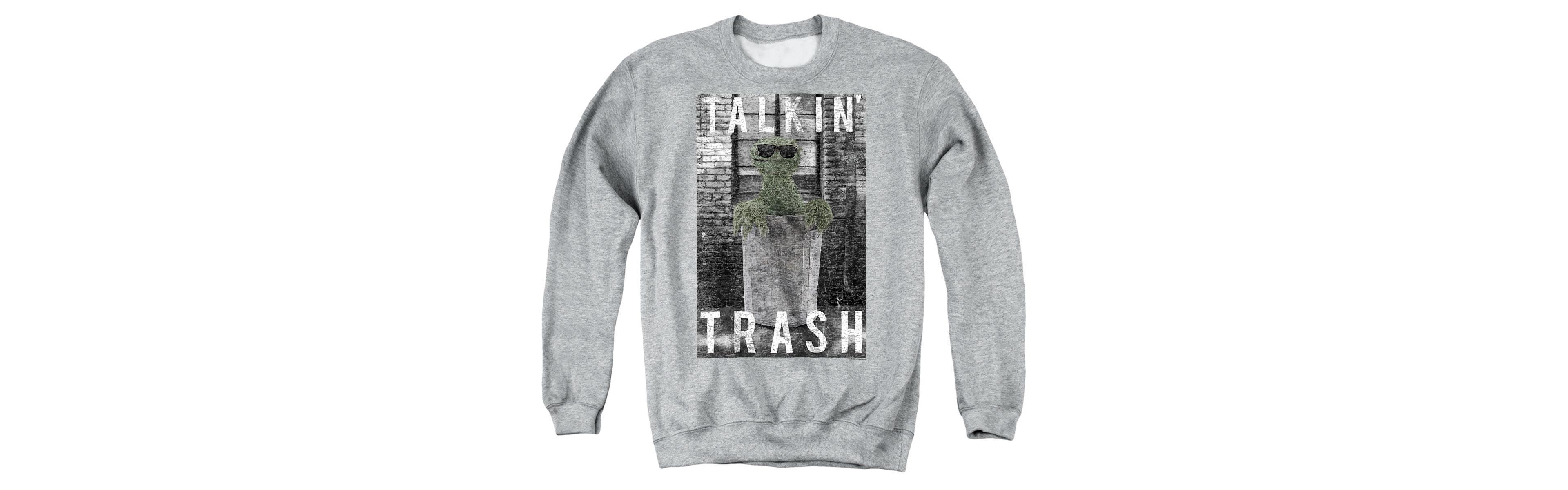 Sesame Street Men's Talkin Trash Graphic Crewneck Sweatshirt