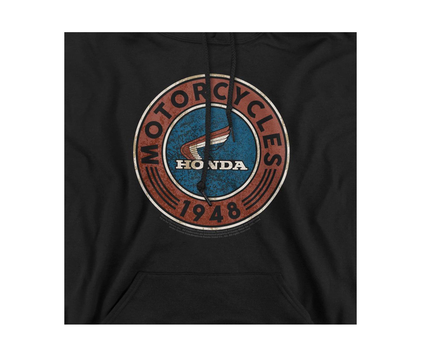 Мужское худи Honda Big & Tall Motorcycle Pull-Over Graphic, цвет: Чёрный — фото 2