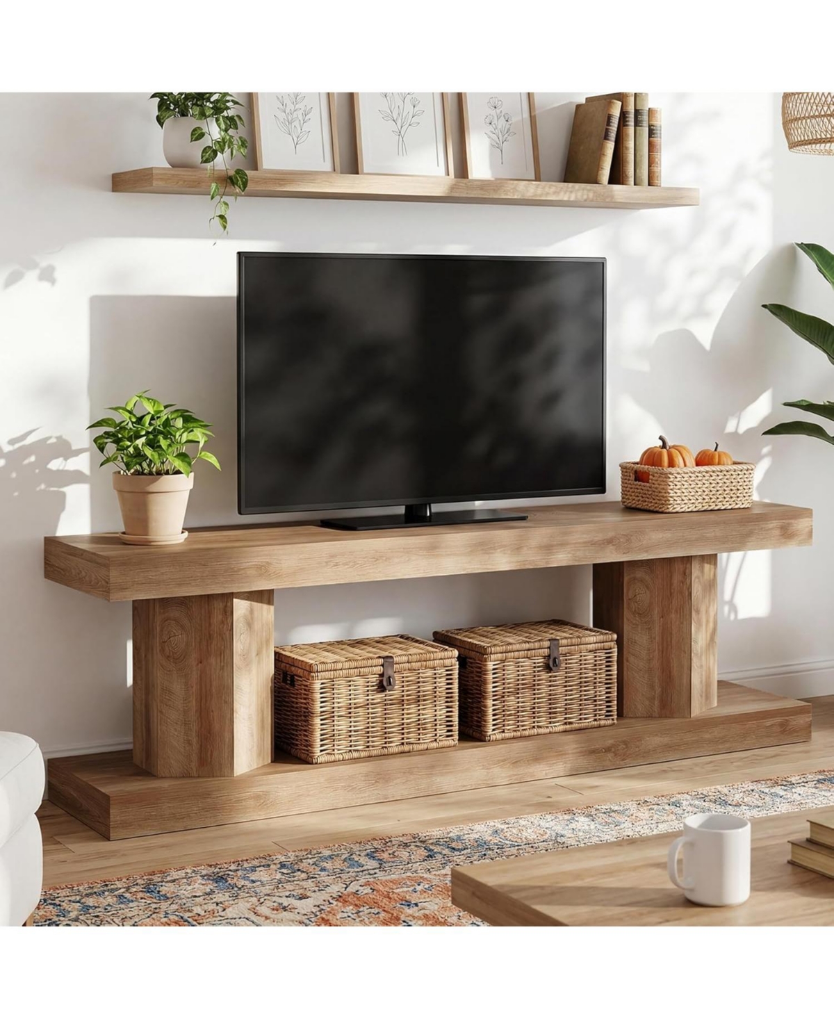 Tribesigns 63" Tv Stand with 2-Tier Storage for 70" TVs