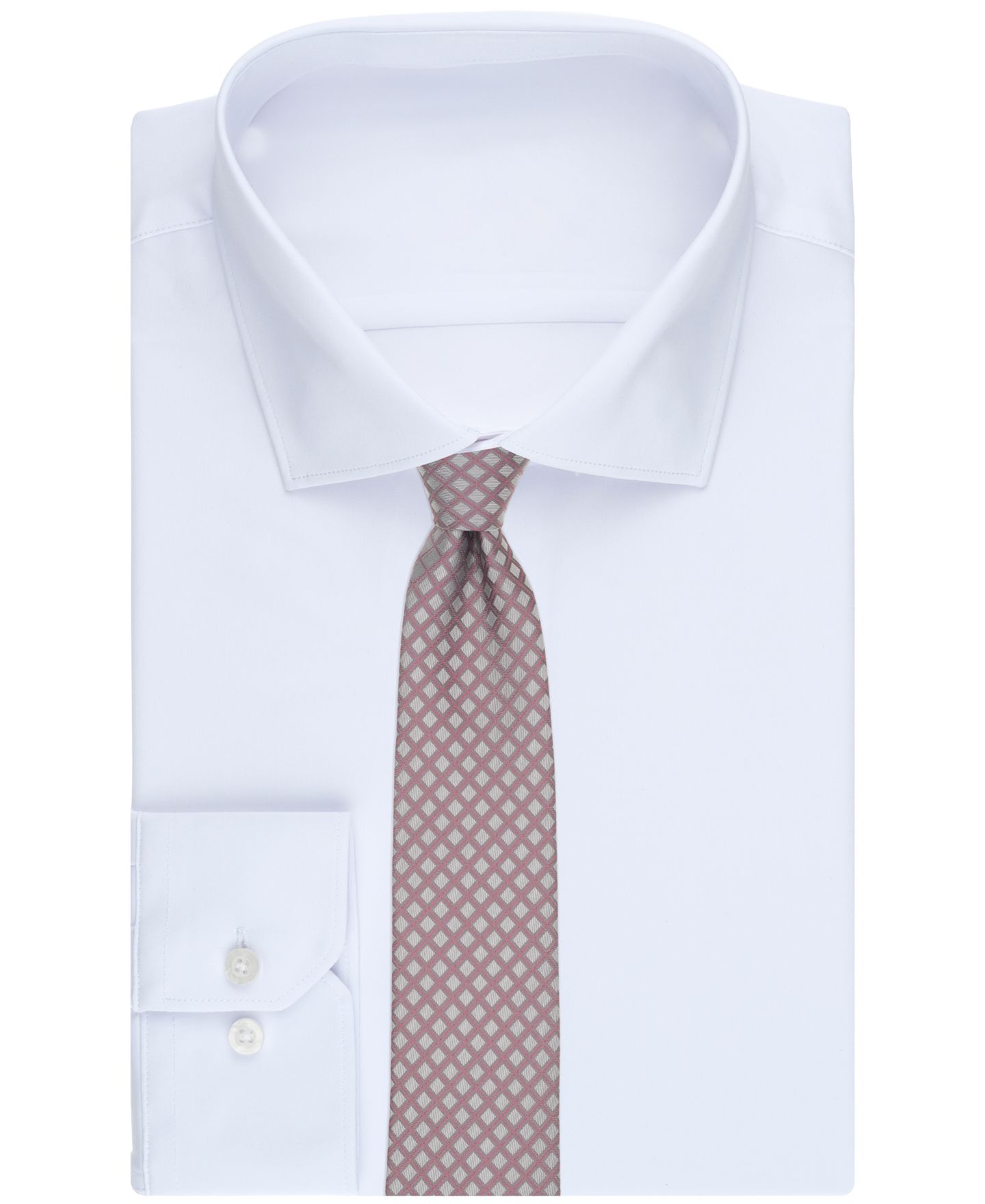 Мужской галстук Michael Kors Binguey Grid Pattern Slim Tie, цвет: Серый — фото 3
