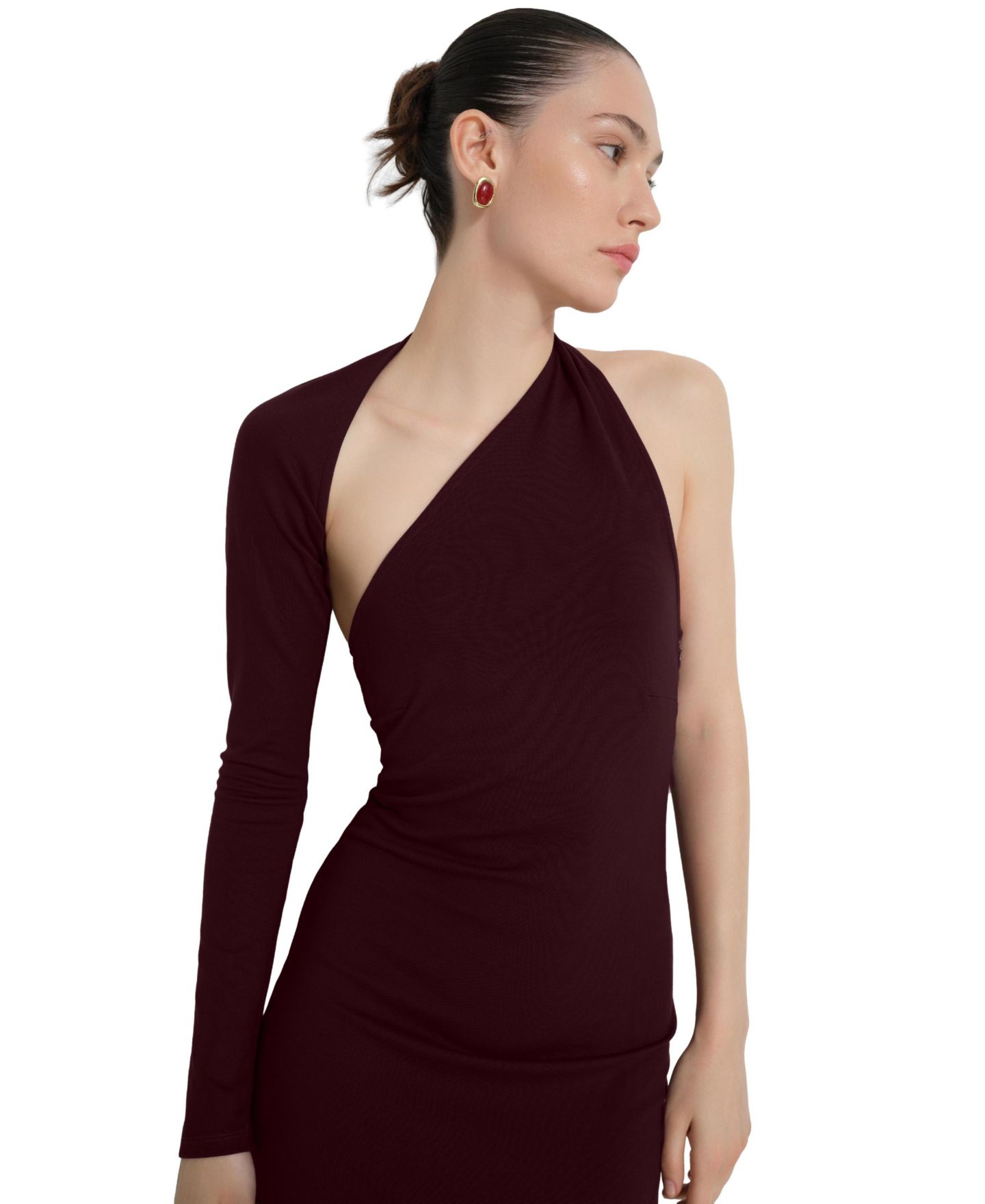 Женские платья Marcella Manhattan One-Shoulder Long-Sleeve Mermaid Evening Gown, цвет: Бордовый — фото 4