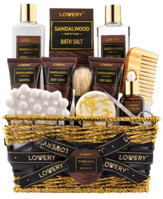 14 Piece Body Care Gift Set, Sandalwood Bath Gift Set, Grooming Self Care Kit