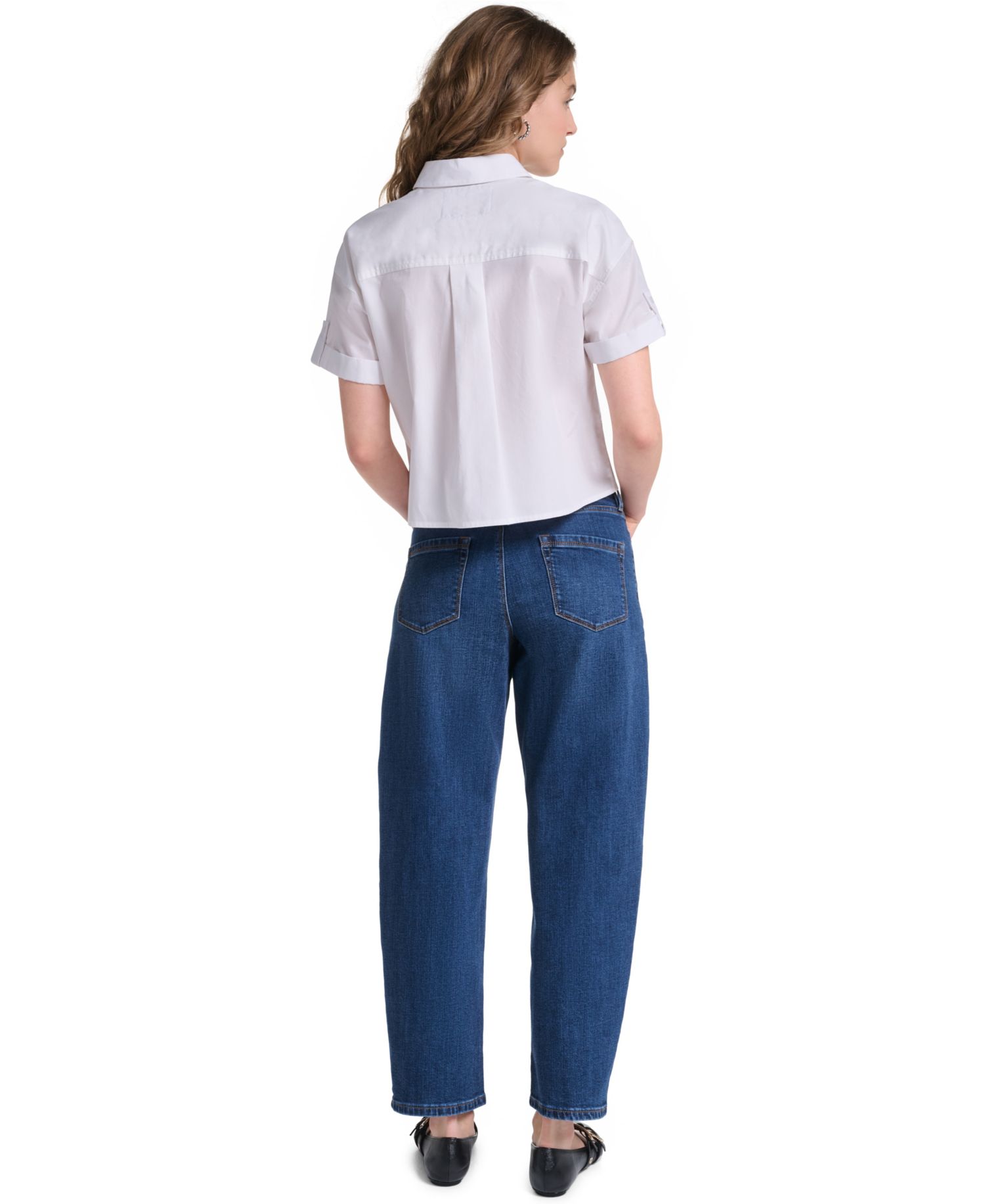 Women's Cotton Crop Paris Scene Button-Front Top