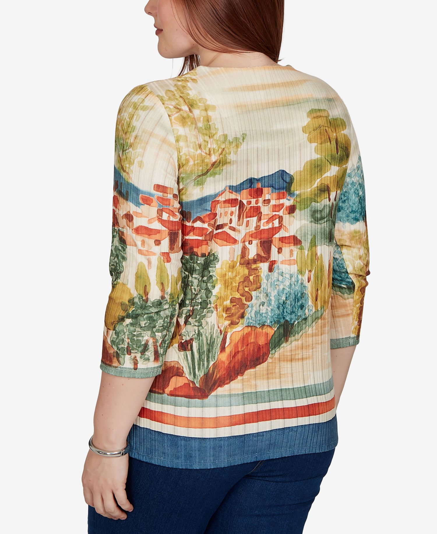 Petite Side-Slit 3/4-Sleeve Knit Top