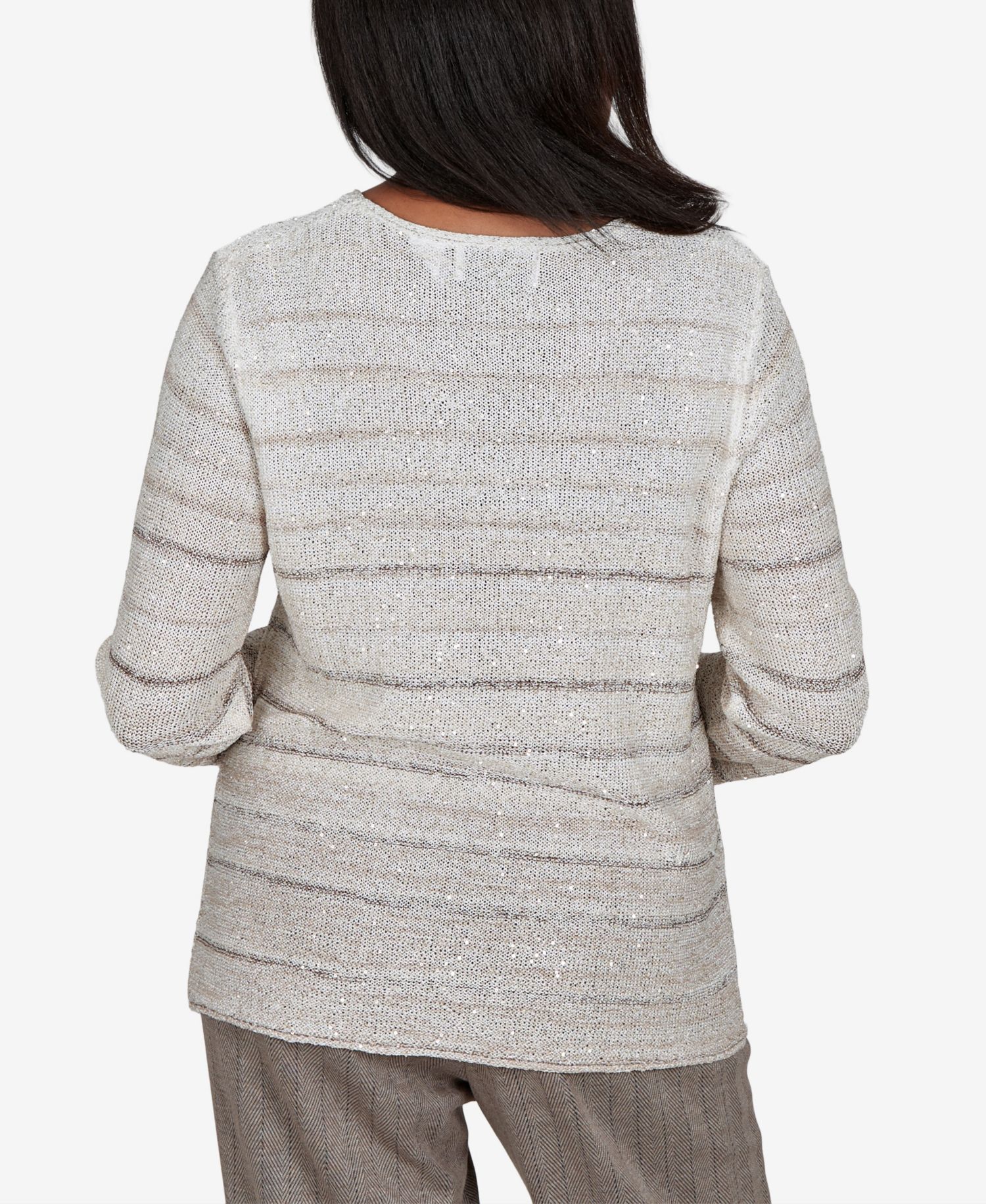 Petites Striped 3/4-Sleeve Pullover