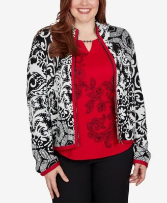 Petite Funnel Neck Long-Sleeve Acrylic-Blend Jacket