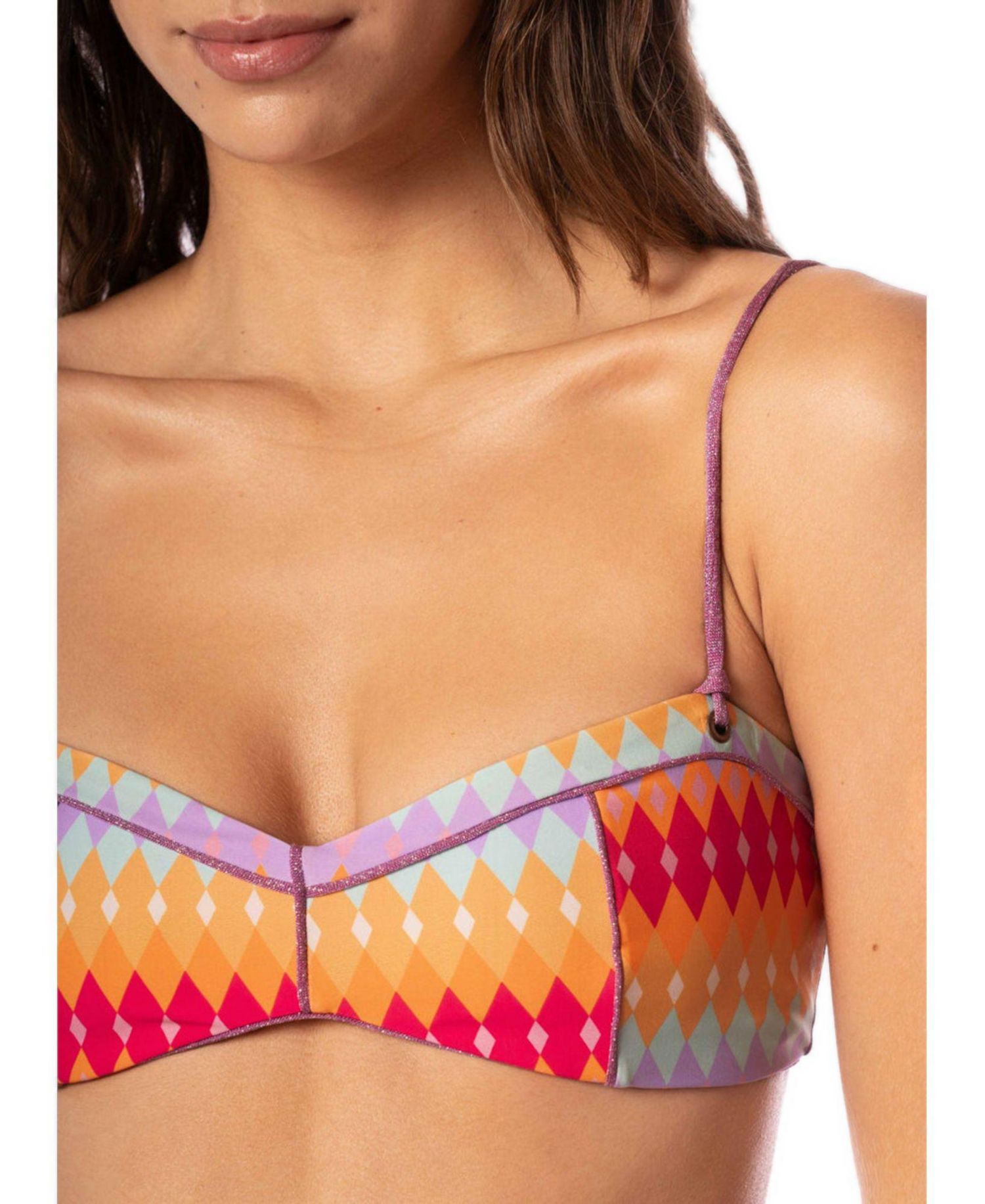Women's Classic Bralette Reversible Geometric-Print Bikini Top
