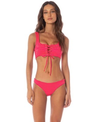 Women's Flowerbed Dazzle Reversible Scoop Neck Wide-Strap Bikini Top
