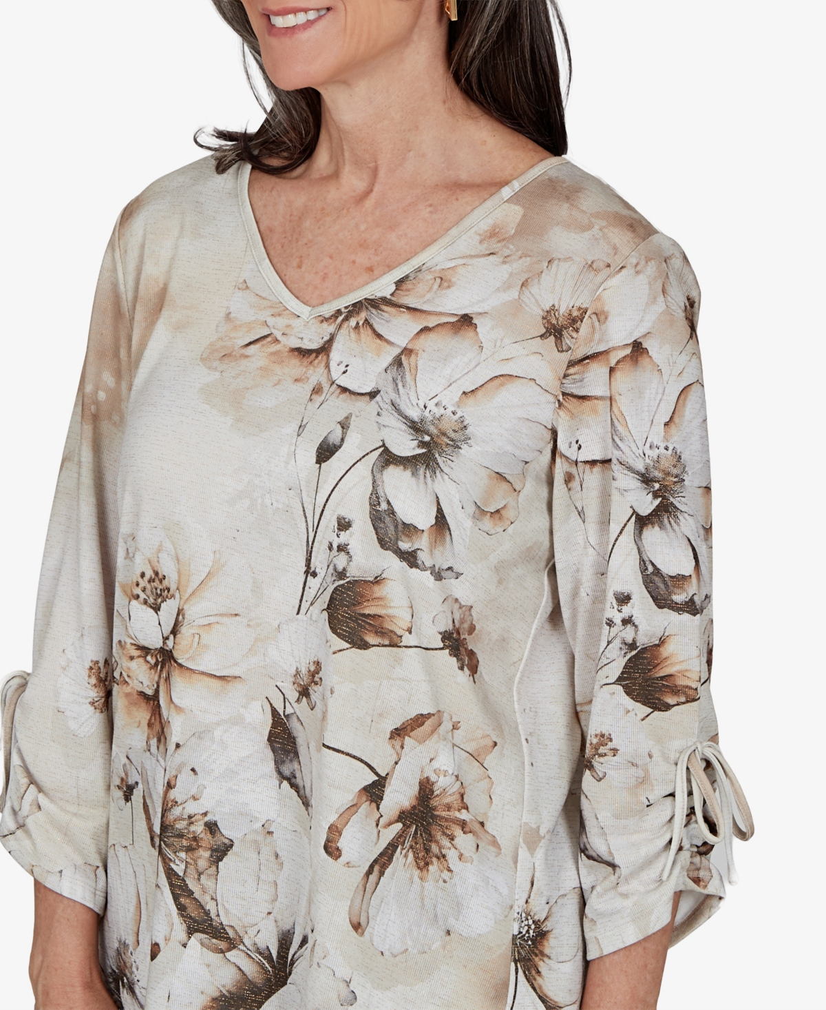 Alfred Dunner Women's Floral 3/4-Sleeve Blouse