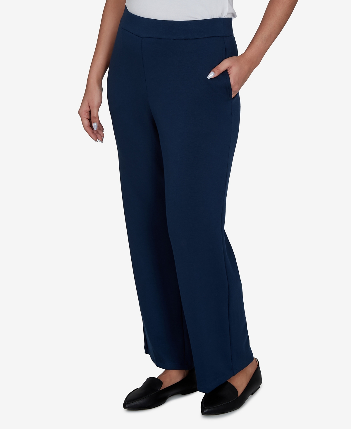 Alfred Dunner Women's Pull-On Straight-Leg Mid-Rise Rayon-Blend Pants