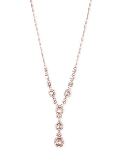 Givenchy Multi-Crystal and Pavé Lariat Necklace